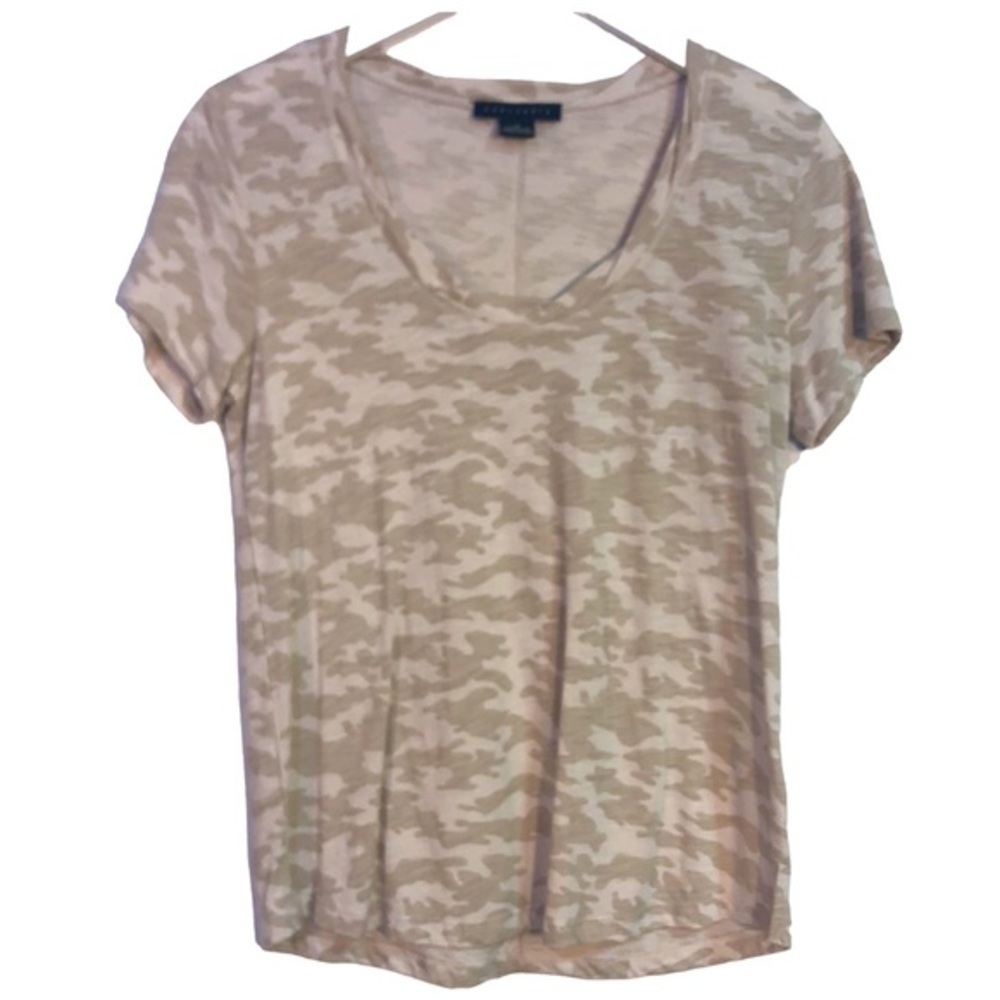 Sanctuary Animal Print Scoop Neck Short Sleeve T Shirt X Small